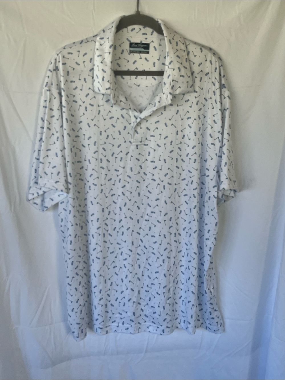 Ben Hogan performance White Polo with Navy golf print Motif